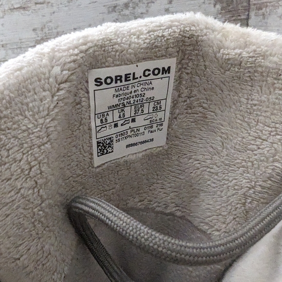 Womens Sorel Out N About Winter Boots Sz 6.5 Used NL2412 052 Quilted Gray Mesh - Picture 6 of 7